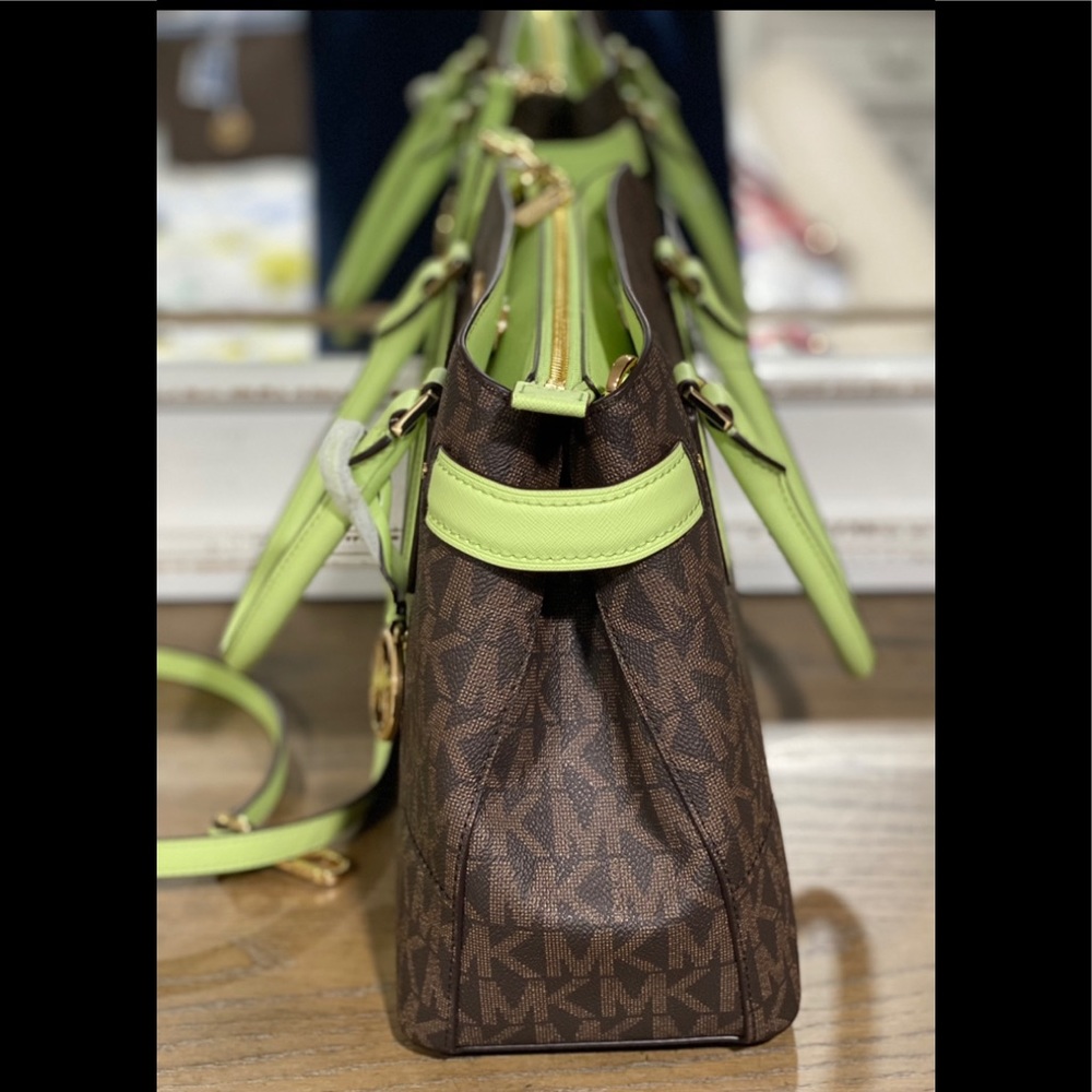 Michael Kors Light Green/Brown Satchel - Picture 3 of 10